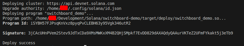 显示成功部署的终端