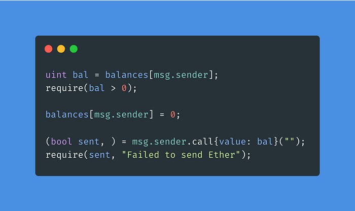 Fixed code — balance updated before sending Ether