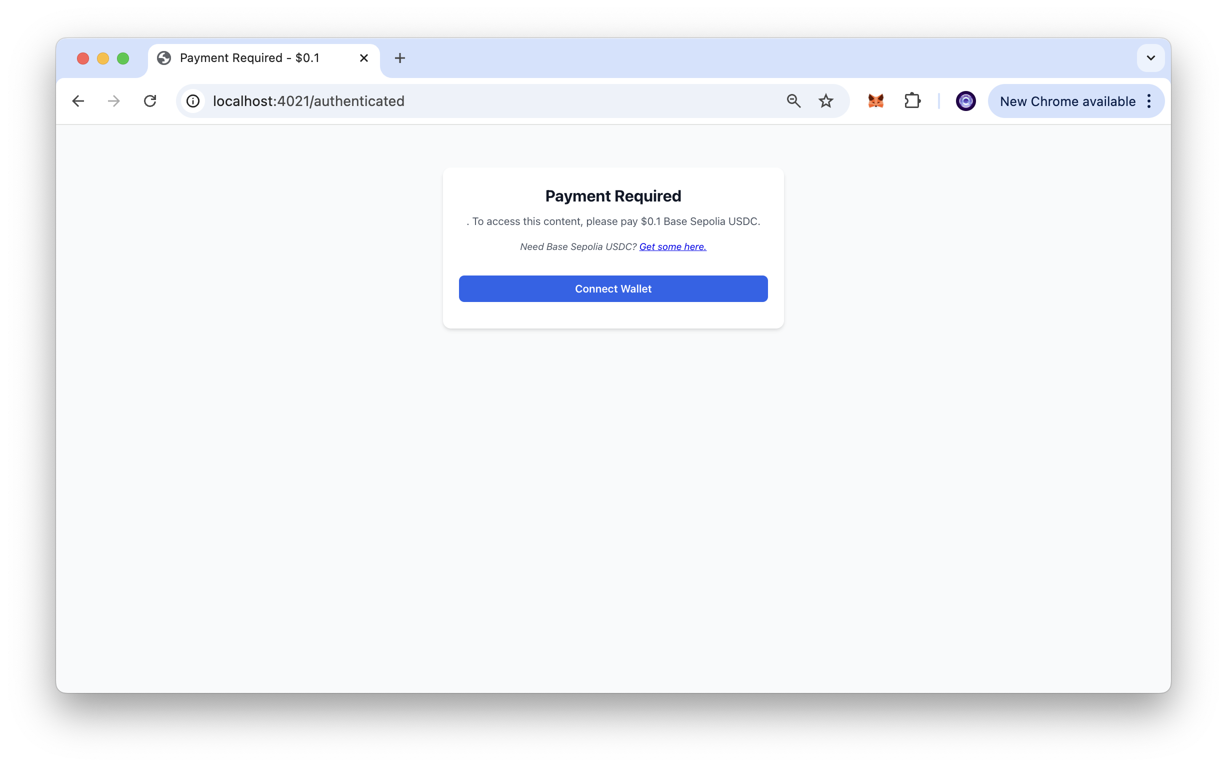 Authenticate page of x402 Web app