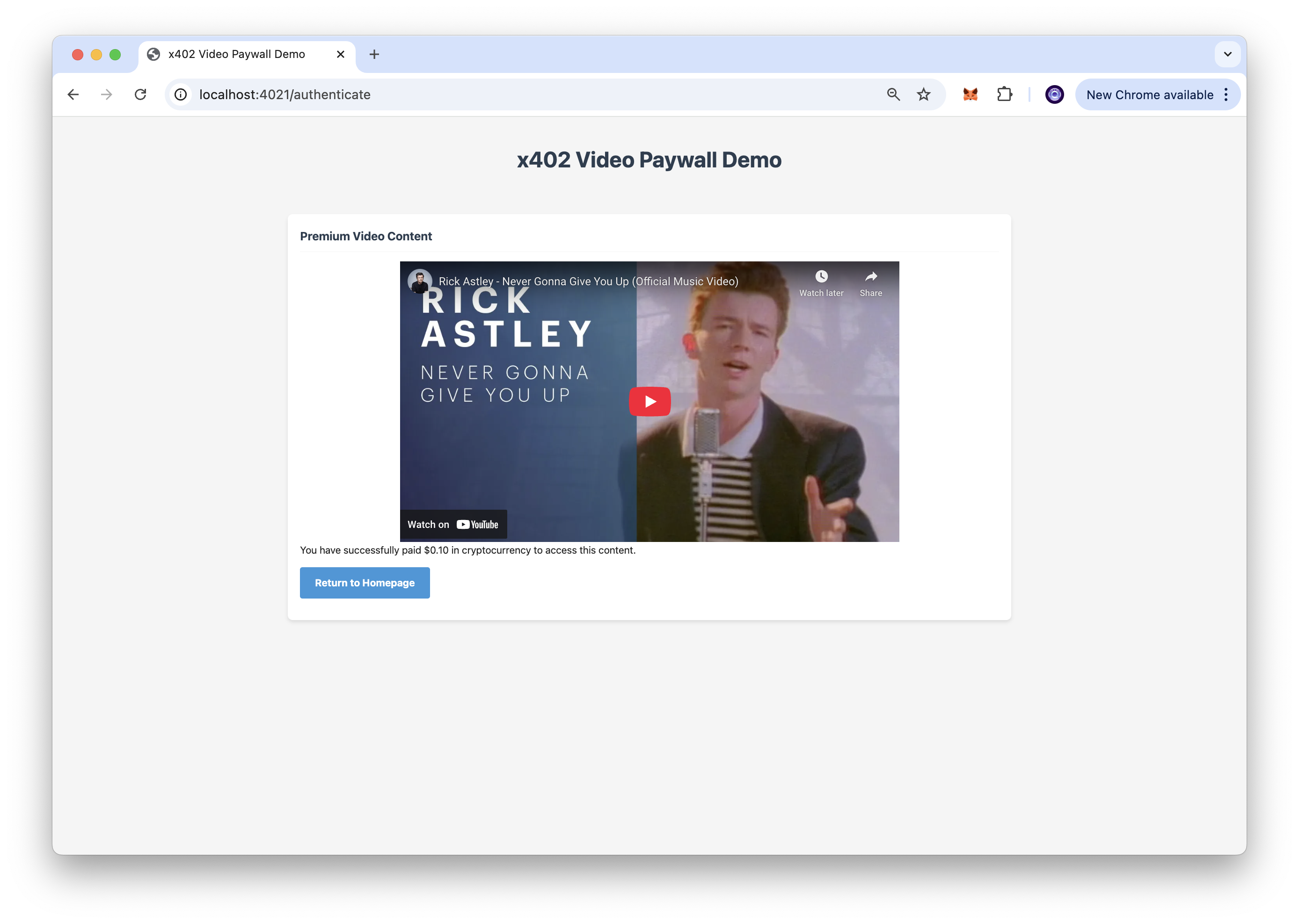 Authenticated paqge of the x402 Web app