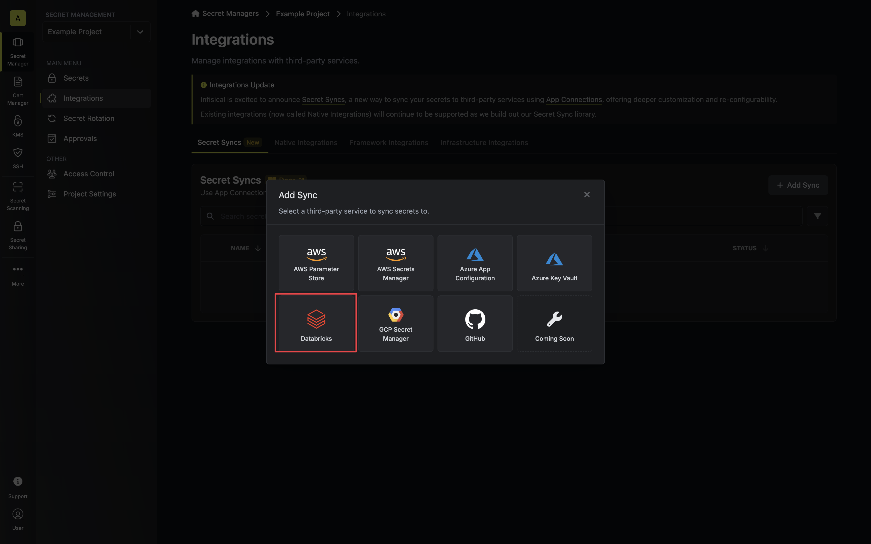 设置 Databricks integration