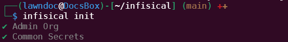 在目录中运行 init 以访问新项目的秘密
