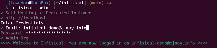 使用 Infisical CLI 登录