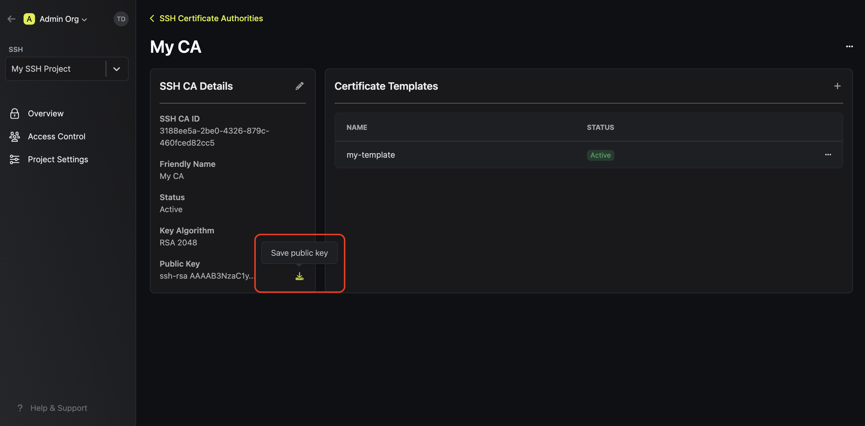 SSH CA public key export