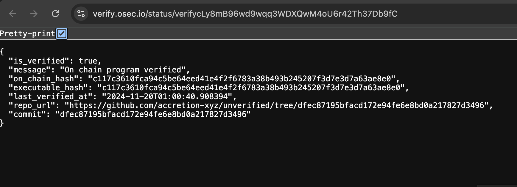 验证程序在 osec API 上被验证..指向我们的仓库