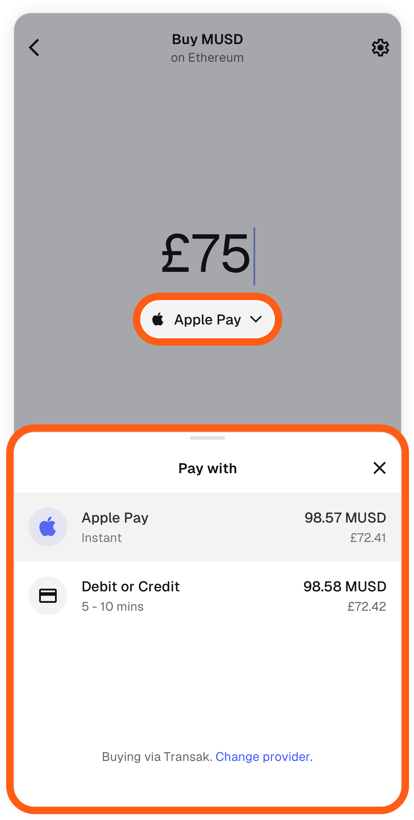 MetaMask 移动端购买时选择支付方式