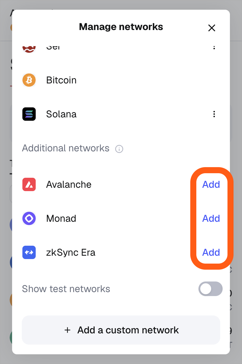 MetaMask 扩展端网络菜单添加其他网络
