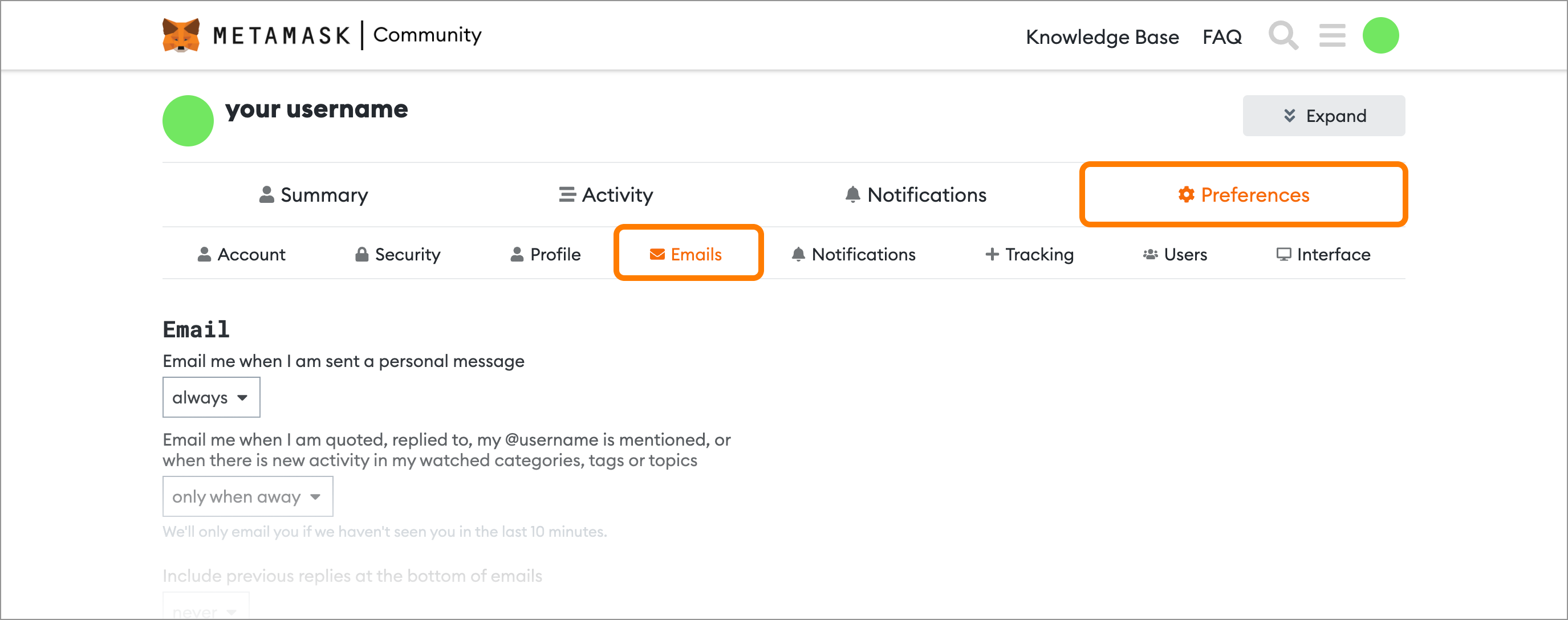 MetaMask 社区邮件偏好设置