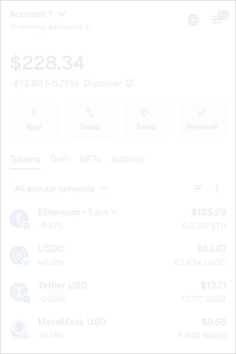 MetaMask 扩展定位“添加钱包”按钮