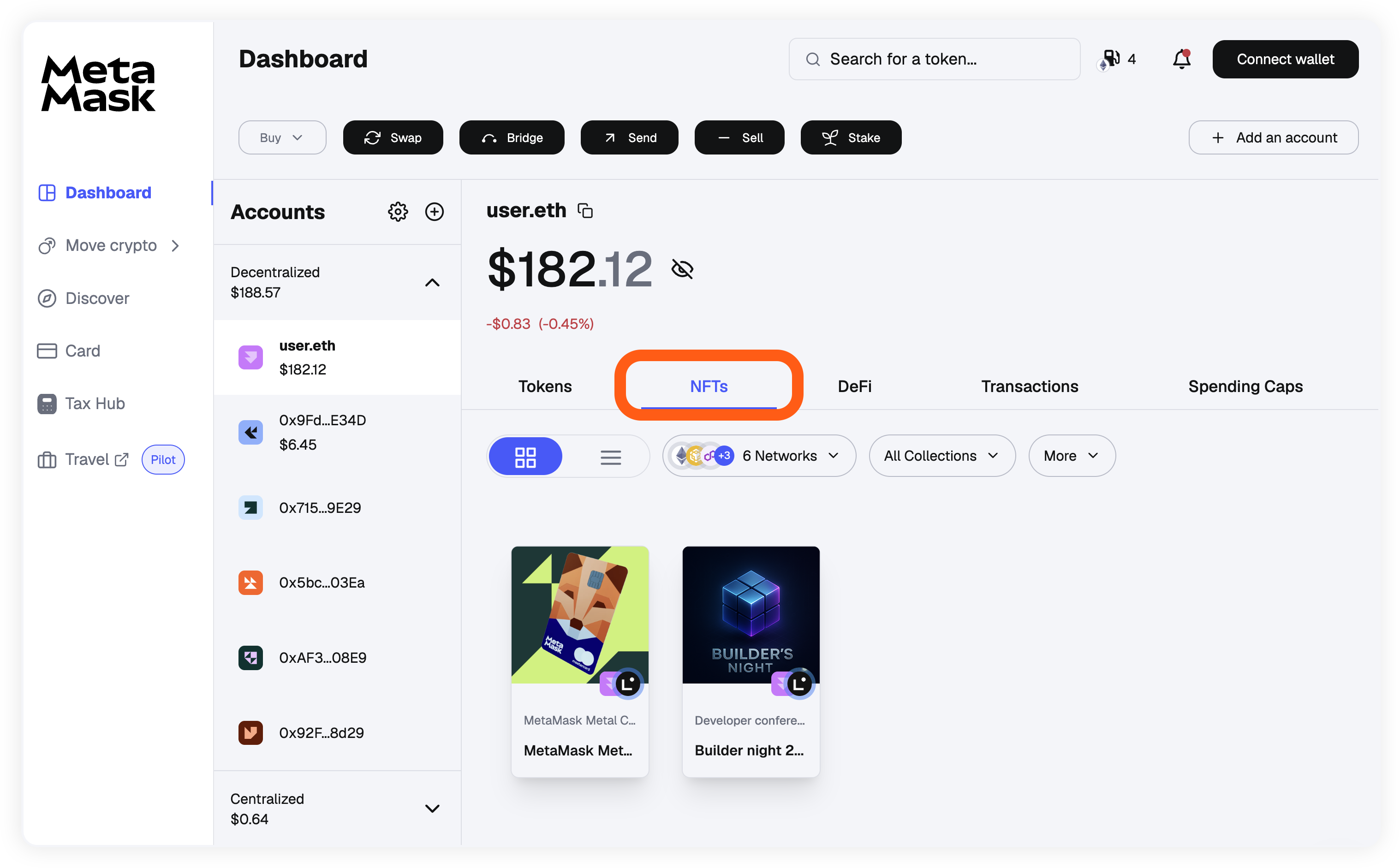 MetaMask Portfolio NFT标签页