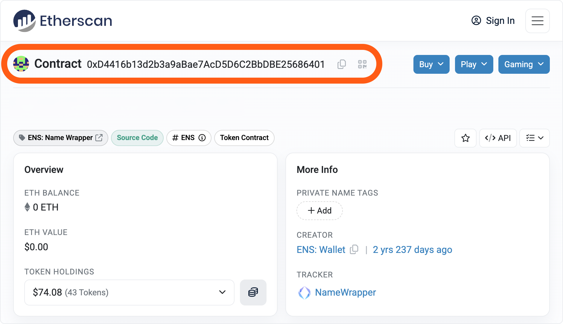 Etherscan定位NFT合约地址