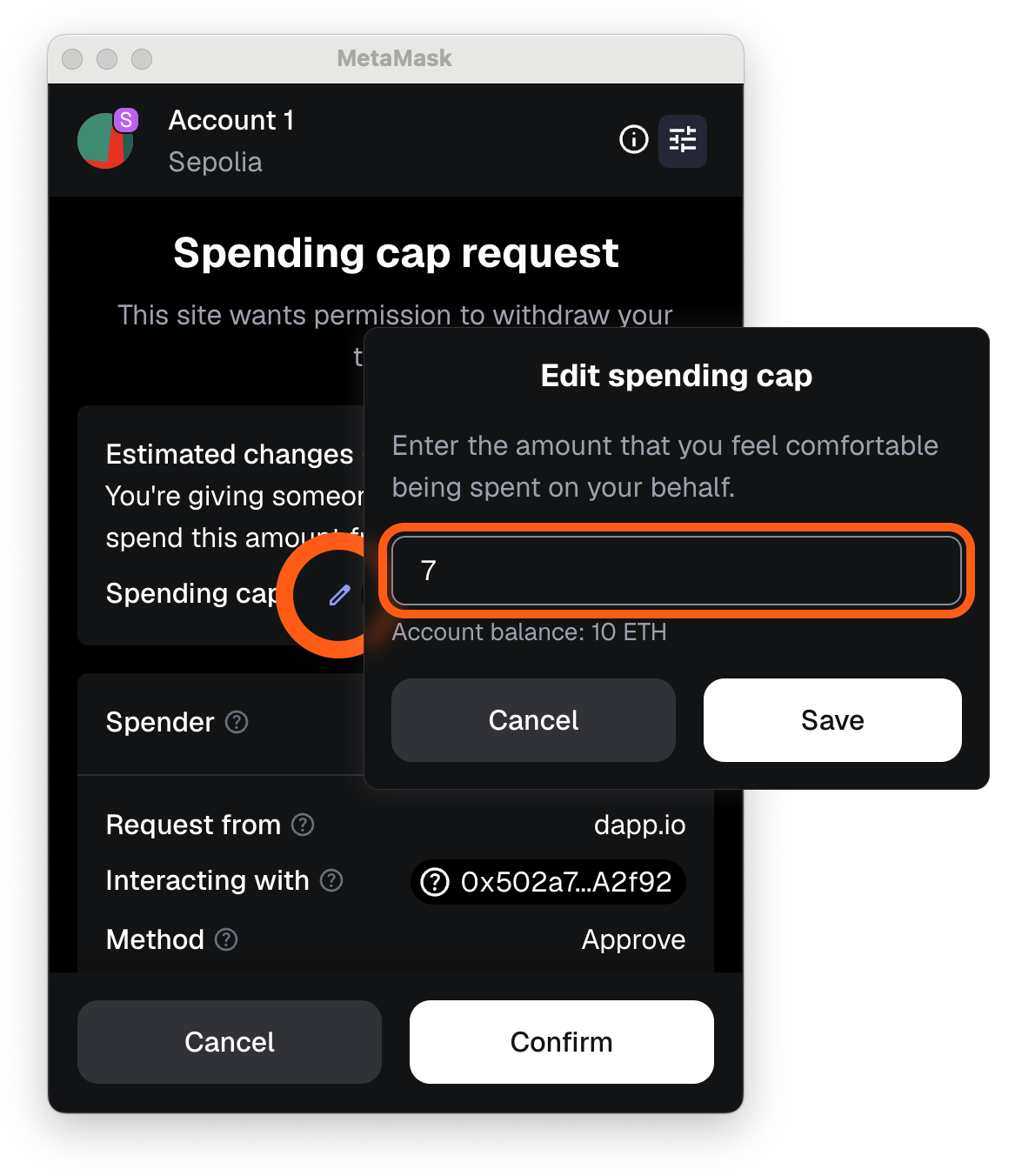 MetaMask 扩展版编辑支出上限金额