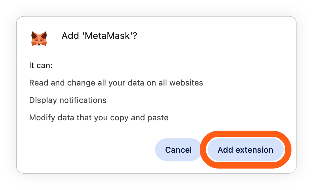 Google Chrome 添加 MetaMask 扩展程序确认