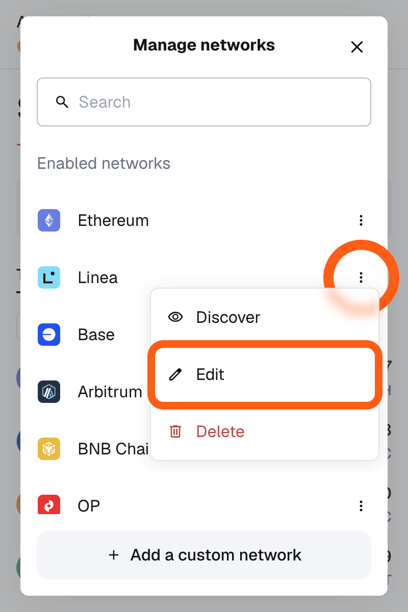 MetaMask 扩展端网络菜单编辑网络详细信息