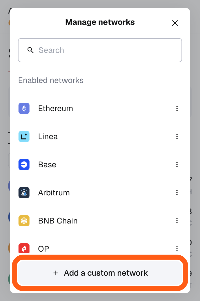 MetaMask 扩展端网络菜单添加自定义网络按钮