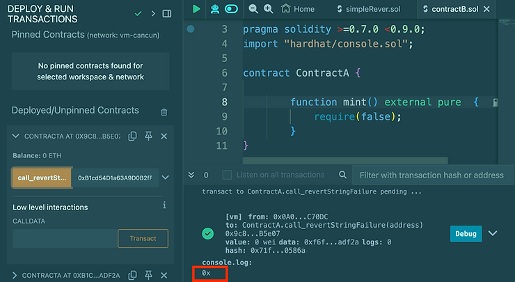 require statement without error message revert return value