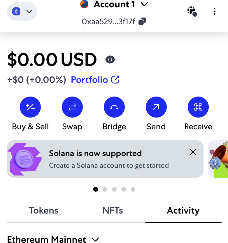 MetaMask 中的以太坊账户