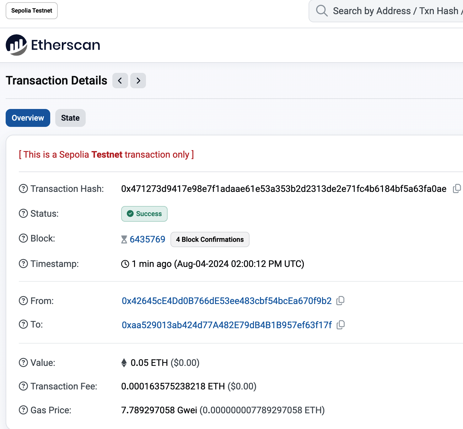 Etherscan Sepolia 区块浏览器