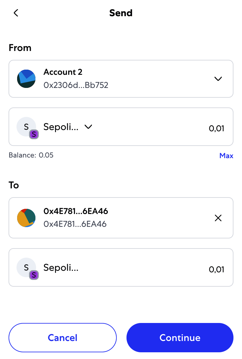 向合约地址发送 0.01 以太币