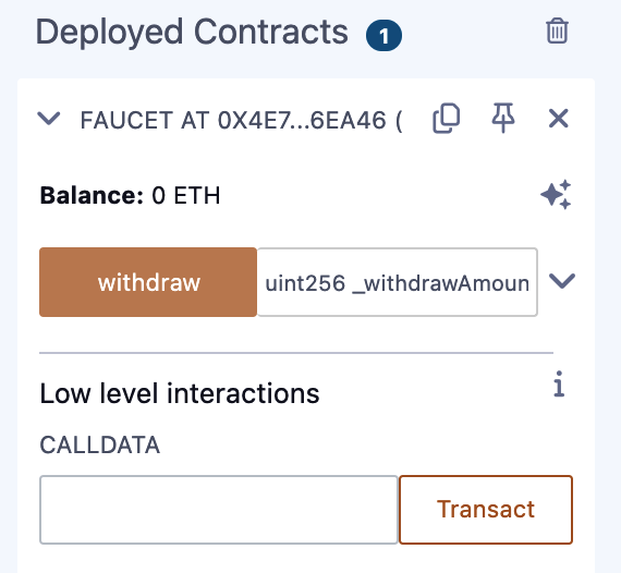 Remix 中 Faucet.sol 的 withdraw 函数