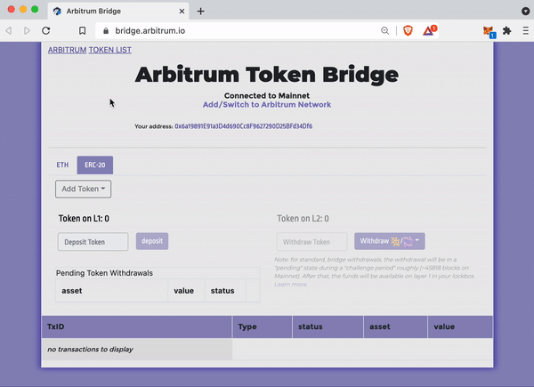 ARBITRUM Token桥使用教程插图3
