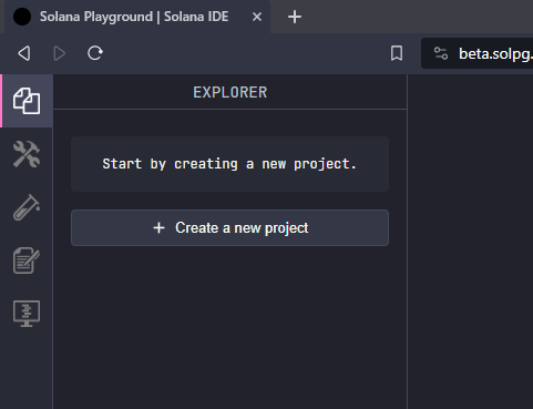 Creating a new project on Solana Playground